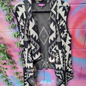Say What USA made XL Southwest design black and tan uneven hemline vest